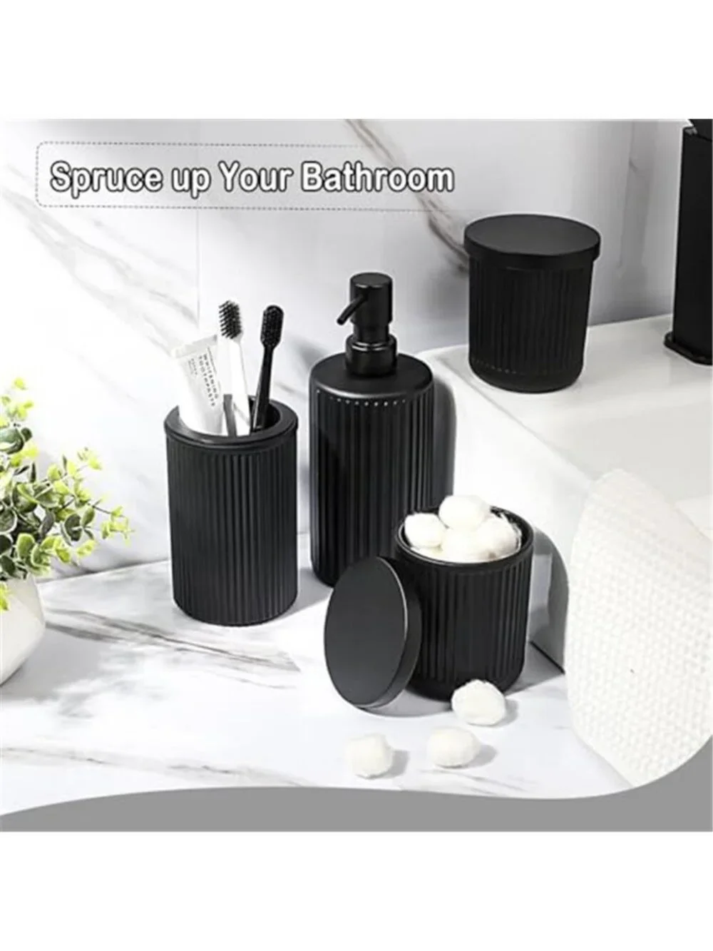 Matte Black Bathroom Accessories Set, 4 Pcs Glass Bathroom Accessory Set
